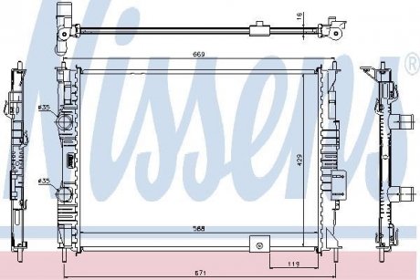 Радіатор NS QASHQAI(07-)2.0 i 16V[OE 21400-JD200] NISSENS 67363 (фото 1)