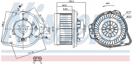 Вент.пічки VOLVO C70(98-)2.0 T(+)[OE 30755485] NISSENS 87020 (фото 1)