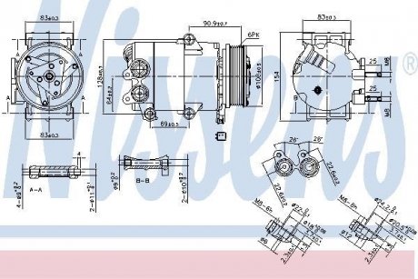 Компресор FORD GALAXY III (CA1) (06-) 1.6 EcoBoost NISSENS 890216