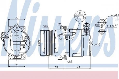 Компресор OP ASTRA H(04-)1.2 i 16V(+)[OE 13124749] NISSENS 89050