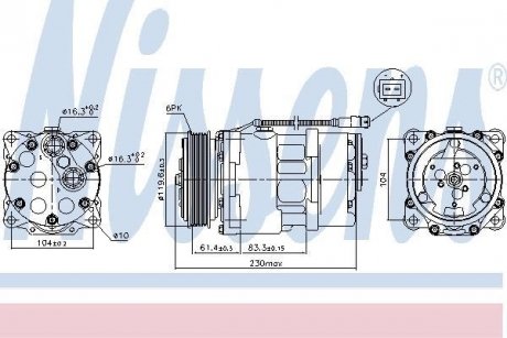 Компресор PT 206(98-)1.9 D(+)[OE 6453L5] NISSENS 89055