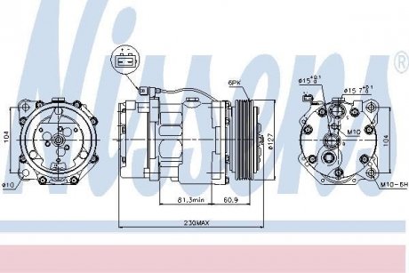 Компресор VW TRANSPORTER T4(90-)2.4 D(+)[OE 7D0.820.805 Q] NISSENS 89061