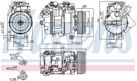 Компресор BMW 1 E81-E82-E87-E88 (04-) 118 d NISSENS 890628