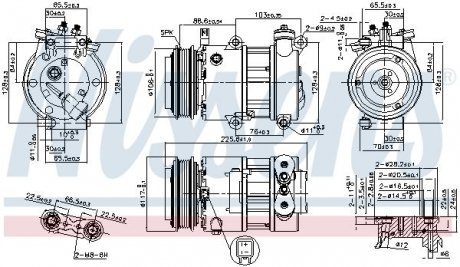 Компресор FORD FOCUS III (CB8, CEW) (11-) 1.6 TDCi ECOnetic NISSENS 890664