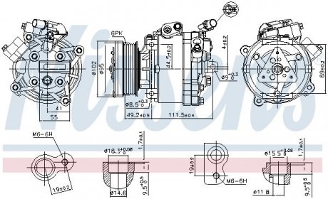 Компресор MITSUBISHI OUTLANDER (GF0, GG0) (12-) 2.2 DI-D NISSENS 890666