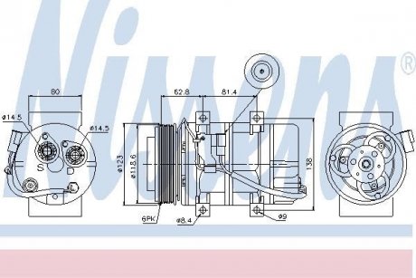 Компресор VOLVO S60(00-)2.0 T(+)[OE 8602621] NISSENS 89069