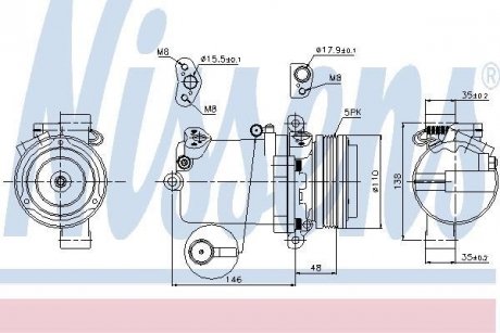 Компресор BMW 3 E46(98-)316 i(+)[OE 64528386650] NISSENS 89133