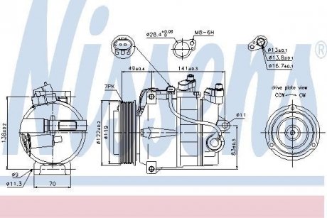 Компресор MB C W 204(07-)C 180(+)[OE A0002306211] NISSENS 89200