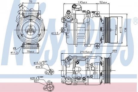 Компресор BMW 5 E60-E61(03-)523 i(+)[OE 64526956715] NISSENS 89214