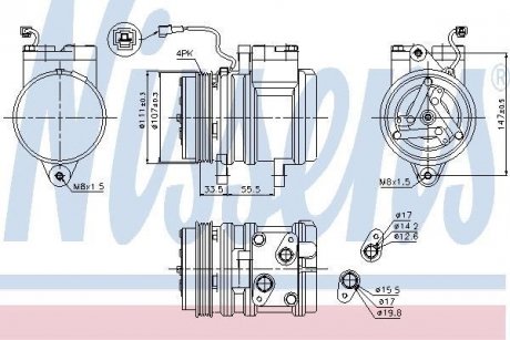 Компресор DW MATIZ(98-)0.8(+)[OE 96314801] NISSENS 89275