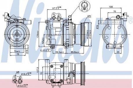 Компресор KIA CERATO(04-)1.6 i 16V(+)[OE 977012F000] NISSENS 89290