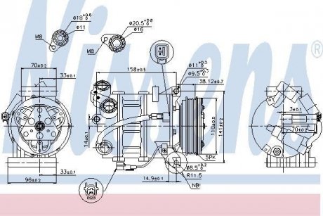 Компресор VOLVO S80(06-)2.0 D(+)[OE 1561005] NISSENS 89350