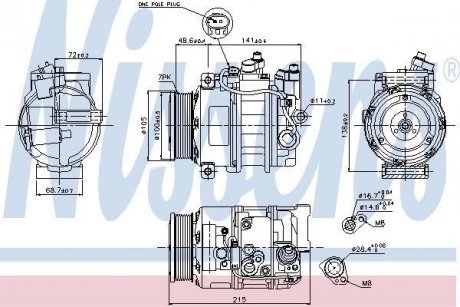 Компресор MB C W 203(00-)C 320 CDI(+)[OE A0012307911] NISSENS 89520 (фото 1)