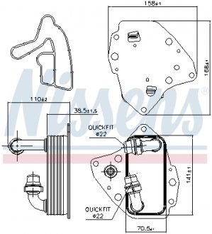 Масляный Радіатор FIAT PUNTO EVO (199) (09-) 1.6 MJTD NISSENS 90996