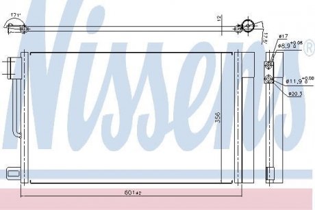 Конденсер ALFA GIULIETTA(10-)1.4 i(+)[OE 1850 119] NISSENS 94973