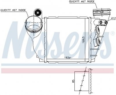 Интеркулер SEAT LEON(99-)1.9 TDi(+)[OE 1J0.145.803 E] NISSENS 96487 (фото 1)