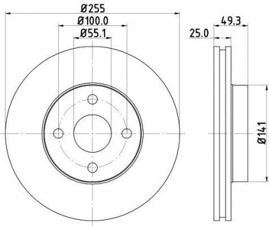 Диск тормозной передний Toyota Corolla 1.4, 1.6, 1.8 (00-06)/ BYD 1.5, 1.6 (05-) NISSHINBO ND1017K