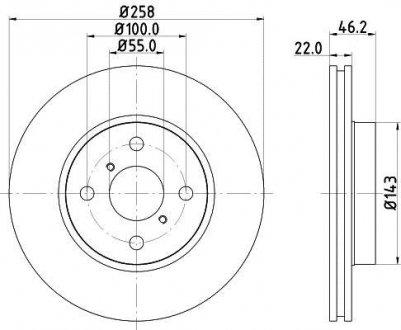 Диск гальмівний передній Toyota Yaris 1.3, 1.4 (05-) NISSHINBO ND1026K