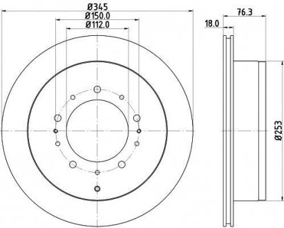 Диск тормозной задний Toyota Land Cruiser 4.5, 4.6, 4.7, 5.7 (08-) NISSHINBO ND1029K