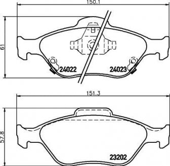 Колодки тормозные дисковые передние Toyota Yaris 1.0, 1.3, 1.4 (05-) NISSHINBO NP1129 (фото 1)