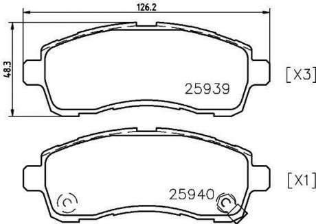 Колодки гальмівні дискові передние Suzuki Swift/Mazda 2/ Daihatsu Materia 1.2, 1.3, 1.5, 1.6 (06-) NISSHINBO NP5029 (фото 1)