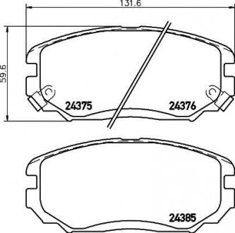 Колодки гальмівні дискові передние Hyundai Elantra, Sonata, Tucson/Kia Sportage, Soul 1.6, 2.0 2.4 (04-) NISSHINBO NP6089