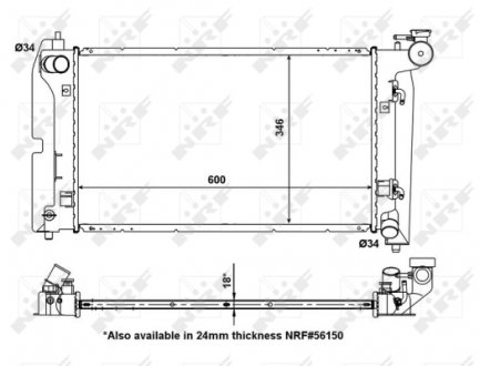 Радіатор охолодження Toyota Corolla 1.6VVT-i/1.8VVT-i 01-08 NRF 53325