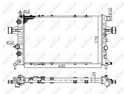 Радіатор охолодження Opel Astra G/Zafira A 1.6-2.2D 98-05 (Економ-клас) NRF 58178A