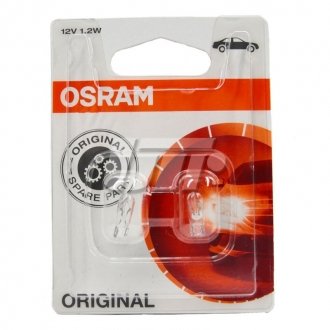 Лампа допоміжн. освітлення W1.2w 12v 1.2w W2x4.6d (2 шт) blister (вир-во) OSRAM 2721-02B (фото 1)