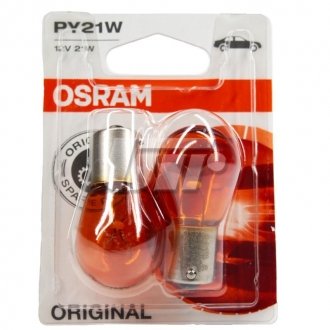 Лампа допоміжн. освітлення РY21W 12V 21W ВАU15s (2 шт) blister (вир-во) OSRAM 7507-02B (фото 1)