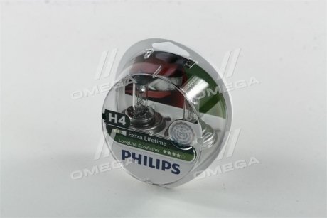 Лампа розжарювання H4 12V 60/55W P43t-38 LongerLife Ecovision 2шт (вир-во) PHILIPS 12342LLECOS2