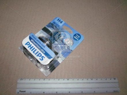 Лампа розжарювання H4 12V 60/55W WhiteVision ULTRA +60 (4200K) (1шт) (вир-во) PHILIPS 12342WVUB1 (фото 1)