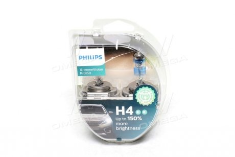 Лампа розжарювання H4 X-tremeVision Pro150 +150 12V 60/55W P43t-38 (комплект) (вир-во) PHILIPS 12342XVPS2