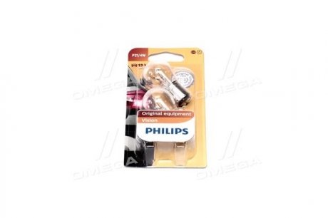 Лампа розжарювання P21/4W 12V BAZ15d 2шт blister (вир-во) PHILIPS 12594B2