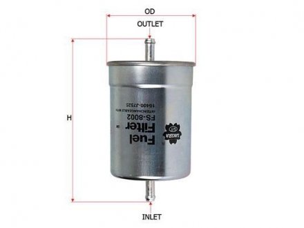 Фільтр паливний 1.6MPI 8V,1.8MPI 20V,1.8MPI Turbo,2.8MPI 30V,2.4MPI 30V,3.0MPI 30V,3.2MPI 24V,2.3MPI 16V VW T4 90-03, Sharan 95-10, PASSAT B5 96-05, Passat B3-B4 88-96; AUDI A6 97-04; SKODA Superb 01-08; FORD Galaxy 94-06; MERCEDES-BENZ G-Class W463 SAKURA FS-8002 (фото 1)