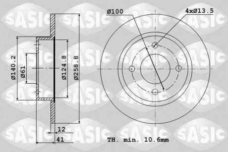 Диски гальмівні передні renault logan SASIC 6104001