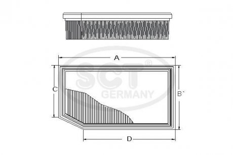 Фільтр повітряний RENAULT Duster 1.6 SCe 115 (16-) (SB 2386) SCT Germany SB2386 (фото 1)