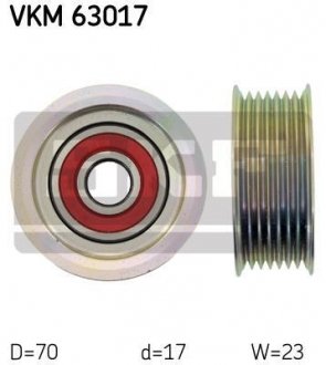 Паразитний / провідний ролик, поліклиновий ремінь SKF VKM 63017