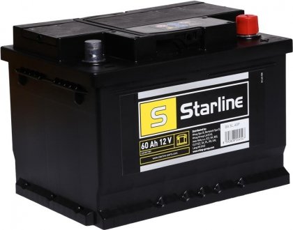 Акумулятор, R"+" 60Ah, En540 (242 x 175 x 175) правий "+", B13 виробництво ЧЕХИЯ STARLINE BA SL 60P