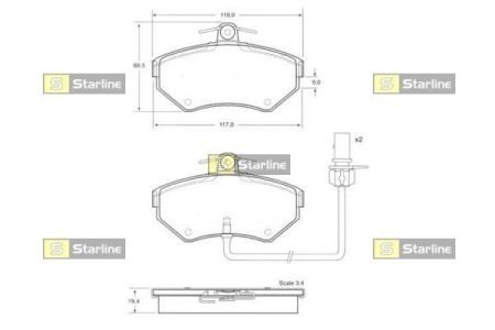 Гальмівні колодки дискові STARLINE BD S144