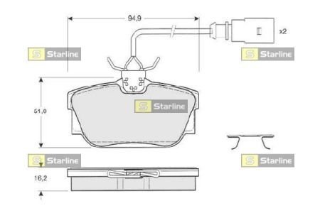 Гальмівні колодки дискові STARLINE BD S207