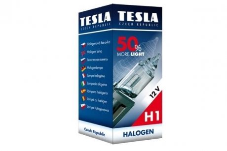 Лампа галогенная H1 12V 55W P14,5s +50% Premium TESLA B30101