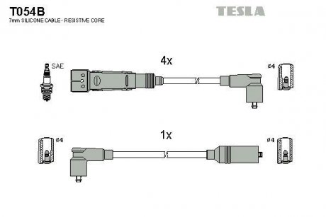 Комплект кабелiв запалювання TESLA T054B