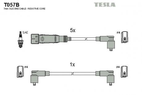 Кабель запалювання к-кт VW T4 90-03 2,5 AEN/AAF/ACU/AEU/AET TESLA T057B