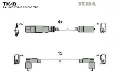 Кабель запалюванняб к-кт Аналог TES T800C VW Golf 94-02 1,6 TESLA T064B