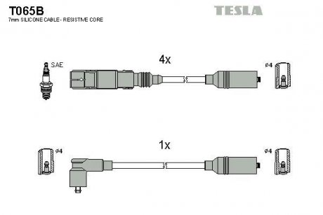 Кабель запалювання к-кт VW Passat 94-96,Polo Classic 95-01 1,6 AFT TESLA T065B