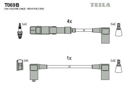 Кабель запалювання к-кт Аналог TES T740C Mersedes 80-97 1,8 TESLA T069B