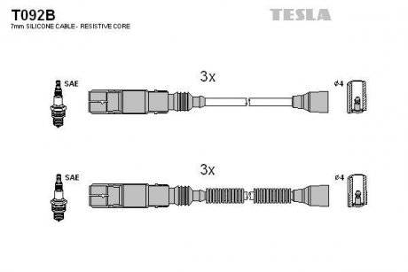 Кабель запалювання к-кт Smart 0,6 TESLA T092B (фото 1)