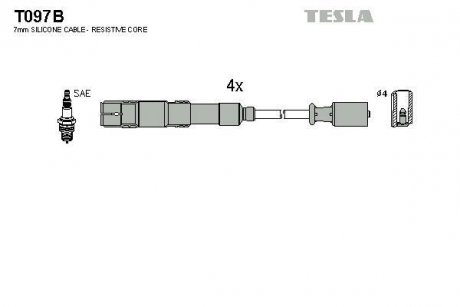 Кабель запалювання к-кт Mercedes W169, 123,124,201,460,461,463 06.80 - TESLA T097B