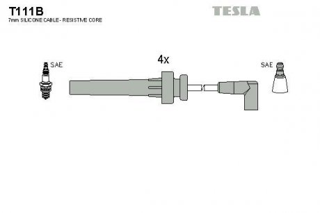 Кабель запалювання к-кт Chrysler 98-01 TESLA T111B